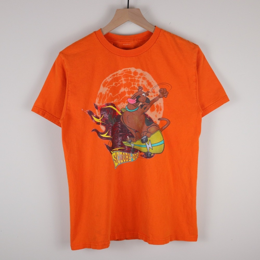 Vintage Y2K Scooby‎ Doo Skateboard Shirt Orange Youth XL 18.5x25.5